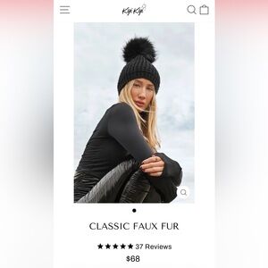 Black Faux Fur Pom Pom Hat
